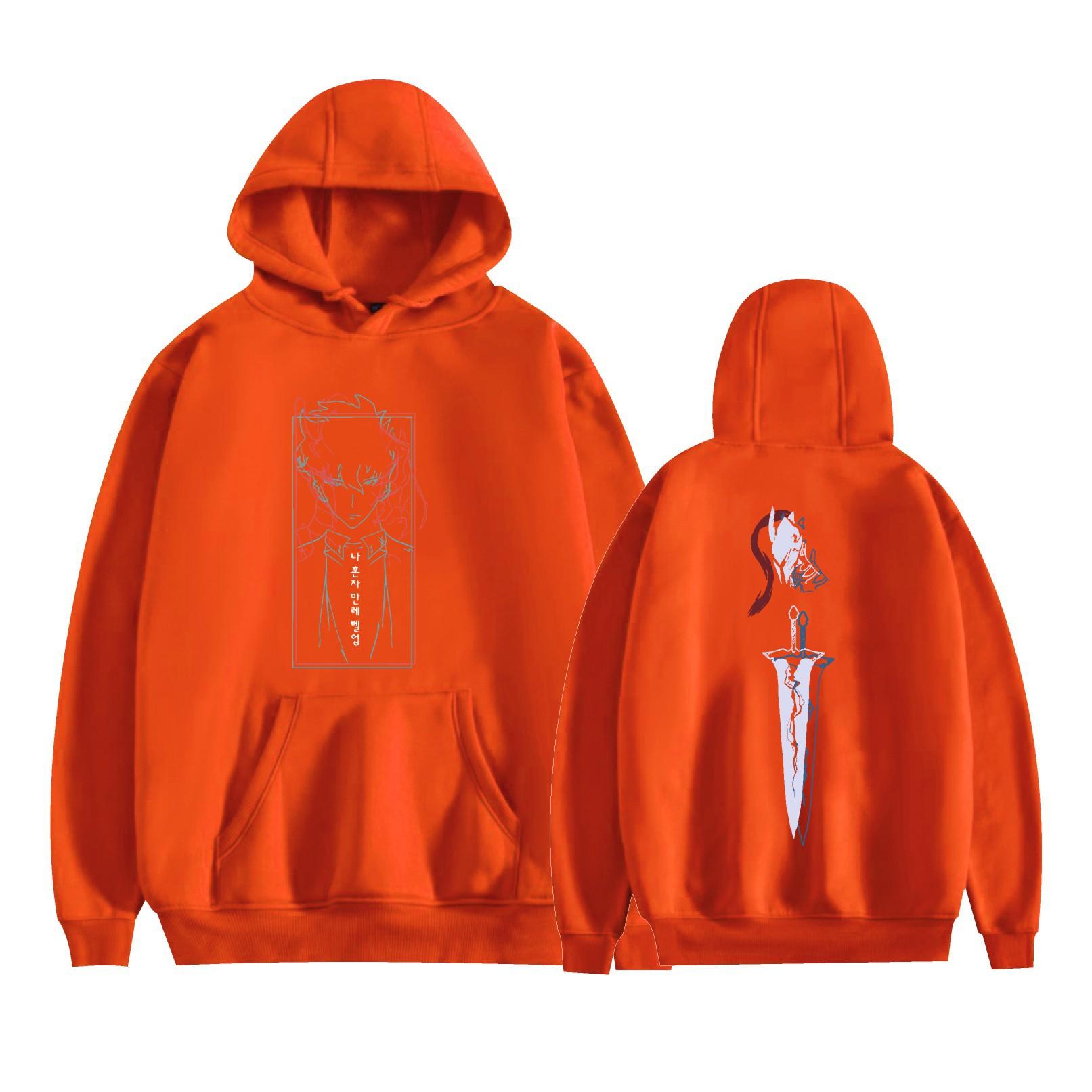 Mode Unisex Freizeit Solo Leveling Cartoon Hoodies Sweatshirt Outdoor Sport Cosplay Pullover Hoodie XL orange