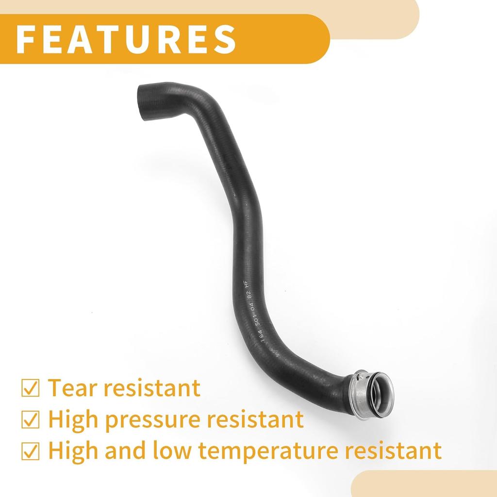 Radiator Hose No.A1645010482 Upper Coolant Water Hose Pipe for Mercedes-Benz ML350 3.5L 2006-2011 Rubber Black Good Sealing