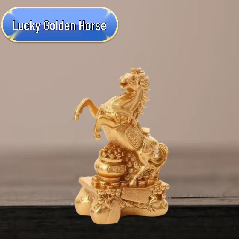 

Golden Horse Handicraft Ornament: Creative Business Gift for Office or Study Desk