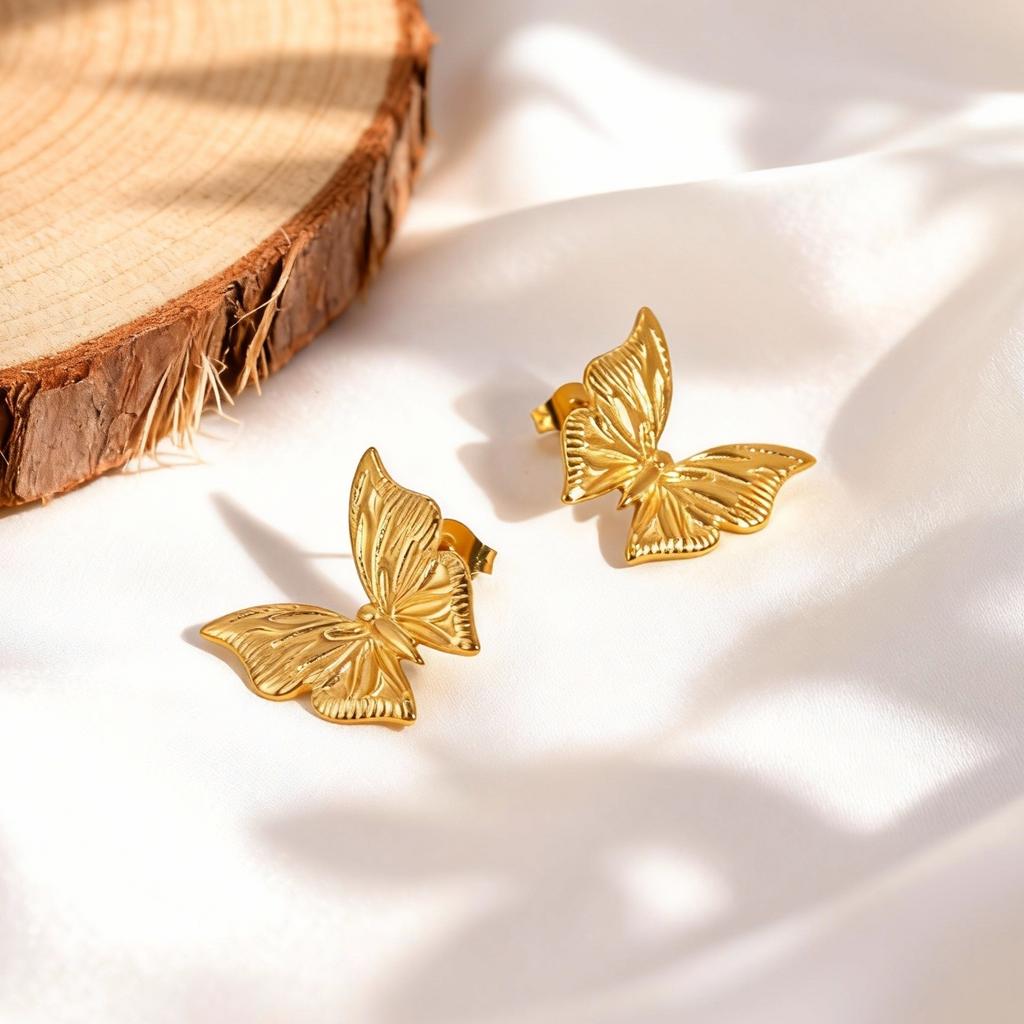 Fashion Stainless Steel Butterfly Earrings,18K Gold Plated Waterproof Earrings for Women,New Trendy Charm Jewelry Gift