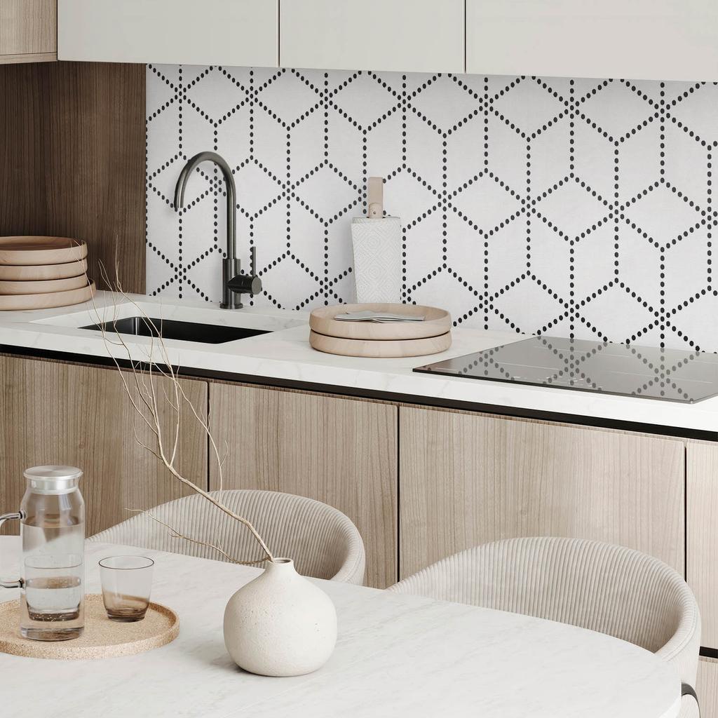 Self-adhesive Vinyl Panel with Print for Living Room 100x50 Cm Hexagonal Pattern with Dots