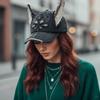 Șapcă de Blugi Kawaii Spălată cu Urechi de Doberman 3D Y2K Reglabilă Șapcă de Baseball Uzată Pălărie Casual Streetwear Pentru Femei