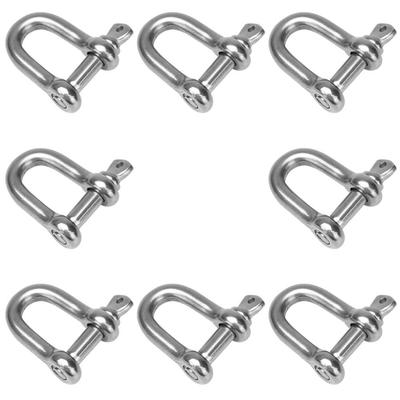 AINetJP Stainless Steel Shackle, Straight Shackle, U-shaped Lifting Hook for Tow Trucks and Hammocks (M8, Set of 8)