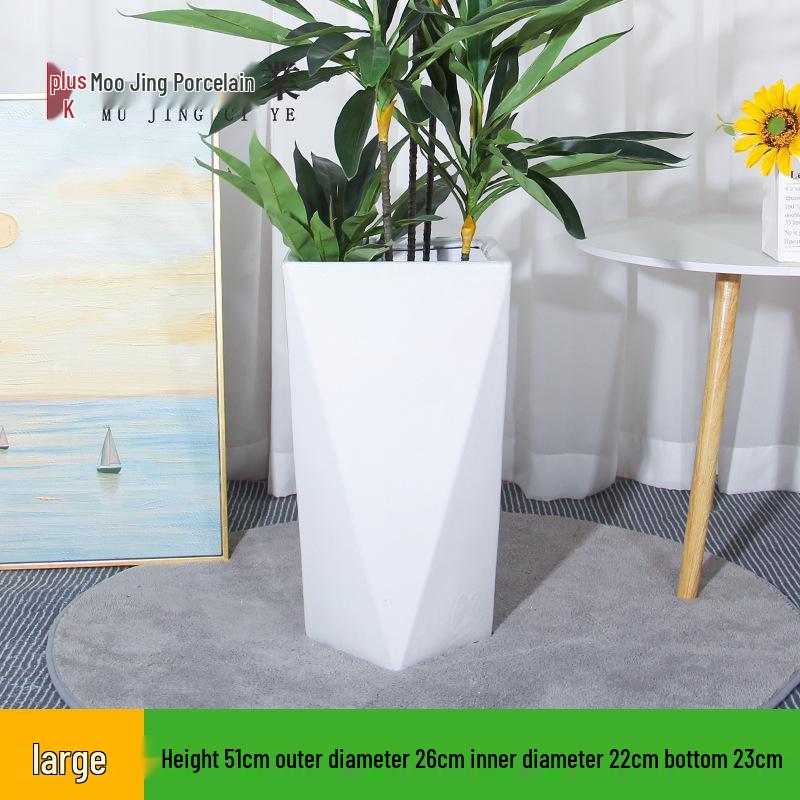 Large Light Luxury Ceramic Flower Pot for Floor or Table, XL Diameter, Album Style for Green Plants & Silk Flowers