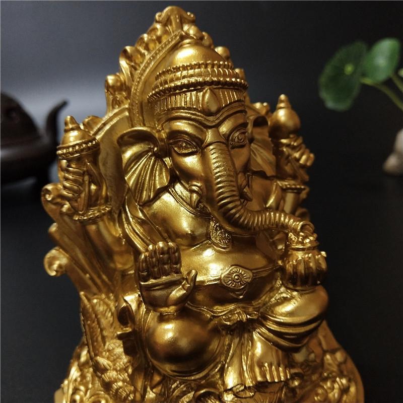 12cm Gold Lord Ganesha Statue Buddha Elephant God Sculptures Resin Home Decoration Meditation Big Buddha Statues