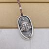 999 Sterling Silver Buddha Head Pendant Necklace with Lotus for Women - Retro Ethnic Style