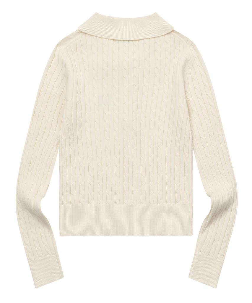 MUCENT Le Melo Collared Button Crop Knit (3 Colors)