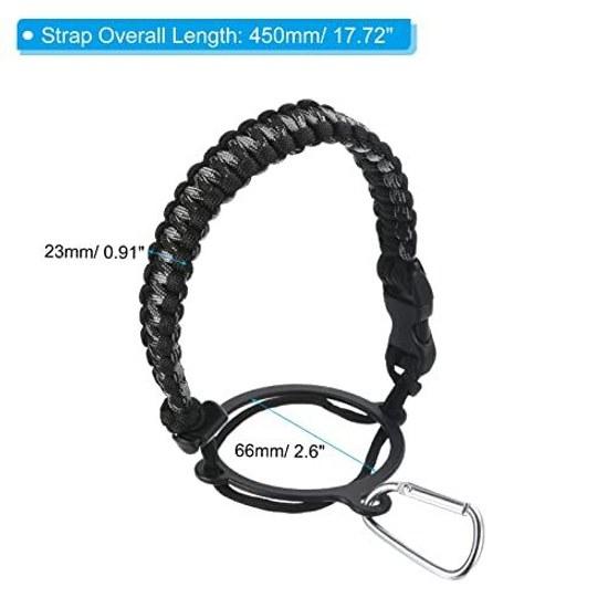 PATIKIL Paracord Handle Lanyard Strap Carrier Water Bottle 12oz 64oz Wide Mouth Bottles Camouflage Gray Black