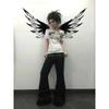 VAYLA Grunge Aesthetics Tattoo Print T-shirt Trashy 2000s Style Letter T Shirt Japanese Y2k White Sheer Tops Gothic Vintage