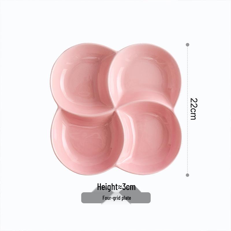 White Ceramic Divided Plate for Home Use - Three & Four Compartments - Creative Fitness Separator Plate