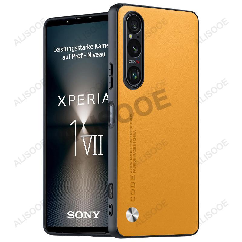 Für Sony Xperia 1 VII Hülle Luxus Fasertextur PU-Leder Schutz Kunststoff Hartschale für Sony Xperia1 VII Capa Fundas