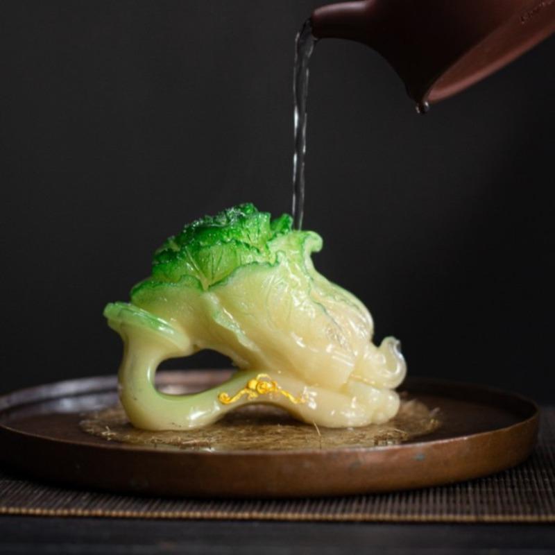 Color Changing Cabbage Tea Pet Thermochromic Heat Sensitive Resin Statue Gongfu Tea Tray Decor Chinese Tea Ceremony