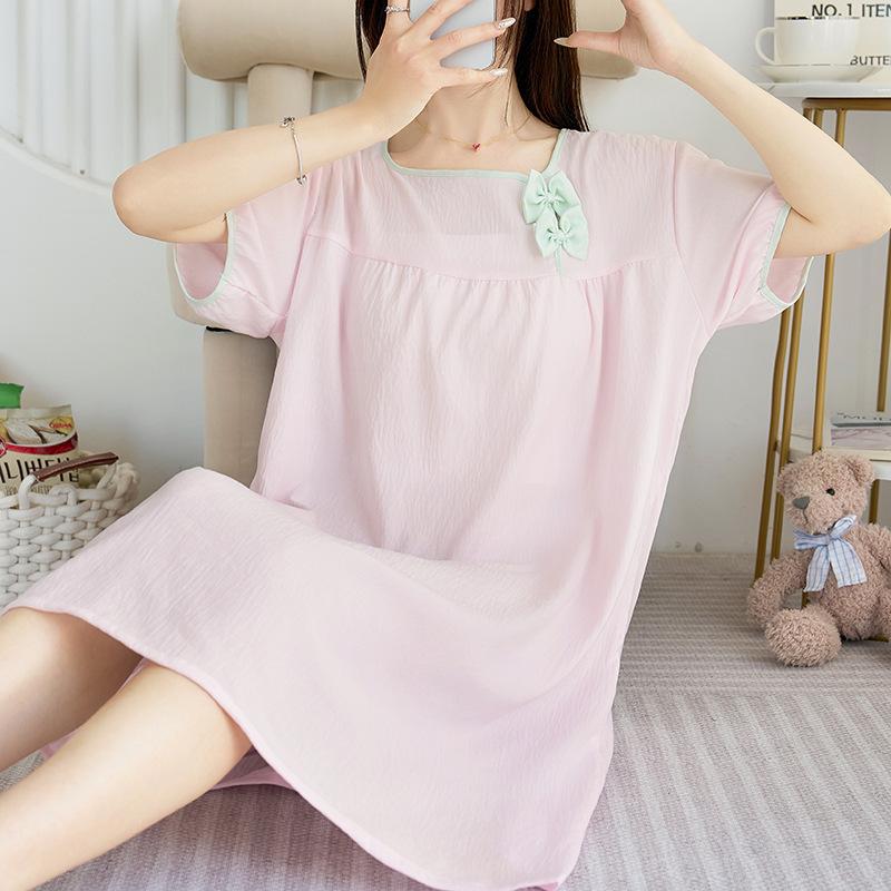 1011 new spring and summer new cloud cotton dress pajamas women's pajamas short sleeves large size Internet celebrities can be worn outside