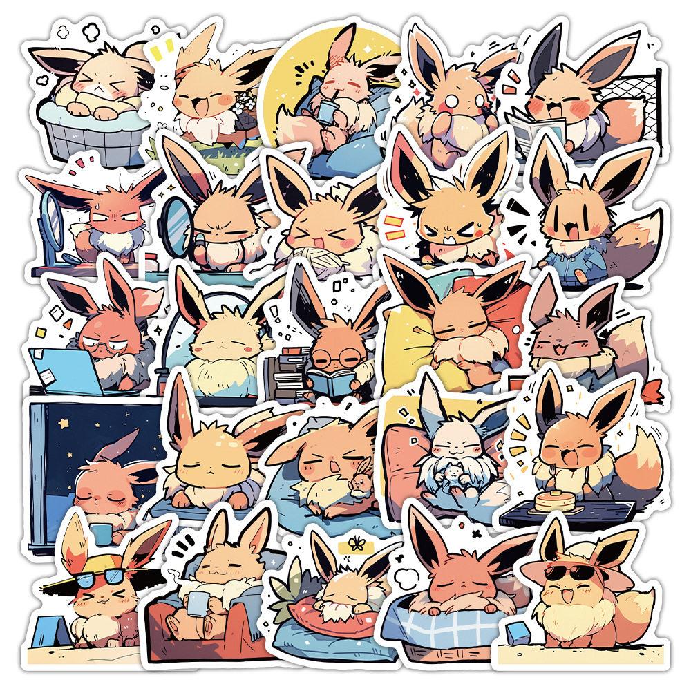50pcs  Eevee Sticker Anime Cartoon Printing Mobile Phone Suitcase Laptop Water Cup DIY Decorative Sticker Holiday Gifts