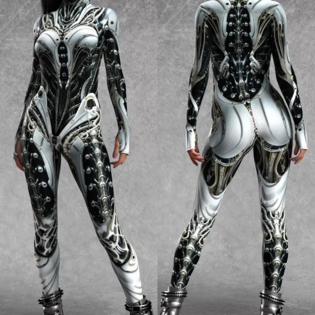 Unisex Mechanical Armor Robot Warrior 3D Digital Printed Halloween Cosplay Jumpsuit Women Men Carnival Party Dress Up Costume
