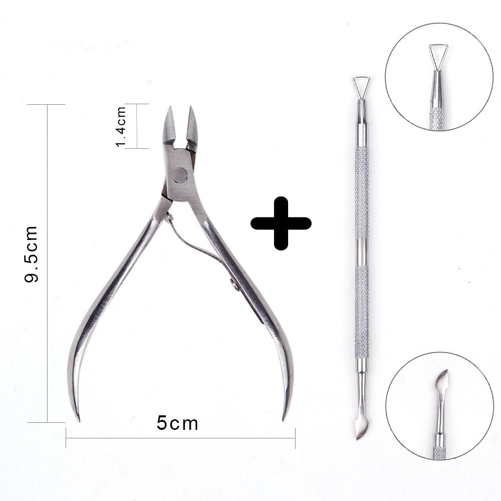 Cortacutículas Profesional Alicates Tijeras Empujador de Manicura Tenazas de Pedicura Removedor de Piel Muerta Herramientas para el Crecimiento de Cutículas