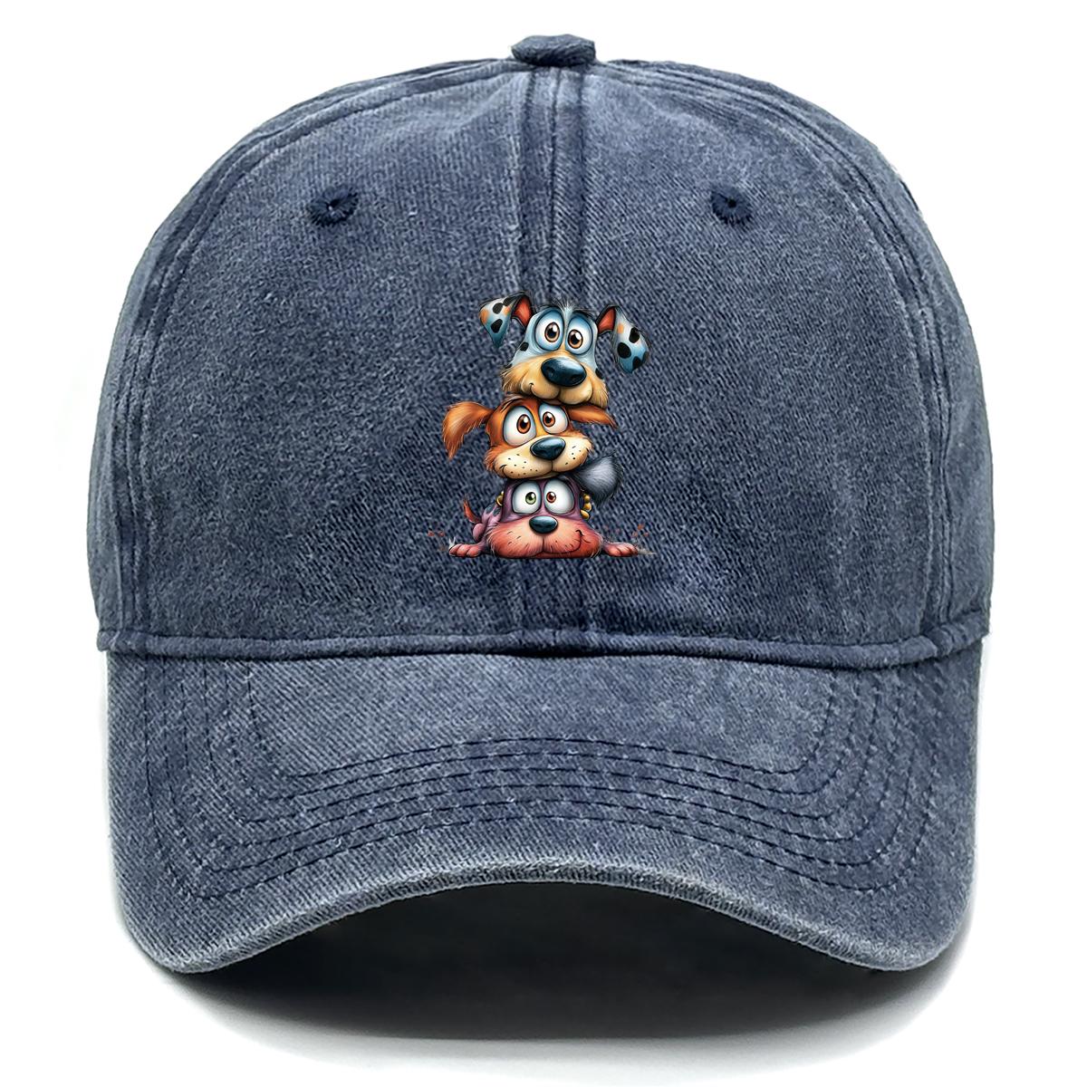Cartoon Dog Printed Baseball Cap Adjustable Curved Brim Baseball Hat All Season Sport Hat With Sweatband For Tennis Golf