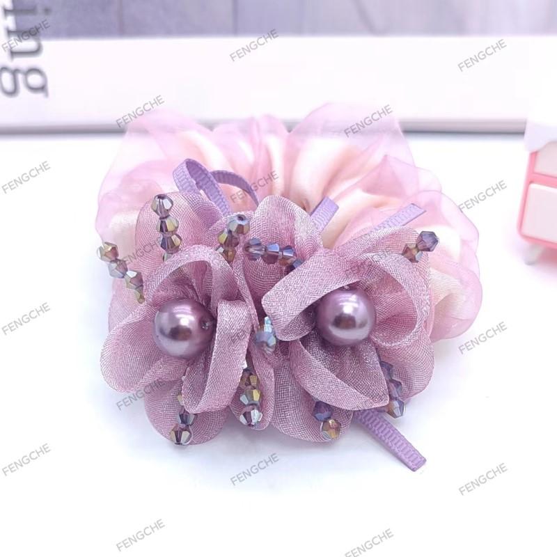Gummi Damen Kopfschmuck Blume Hochelastisches Haarband Dickdarmring Dutt Haarnadel für Hochsteckfrisur Haarband Haargummis Accessoires