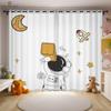 Animated Cartoon Astronaut and Space Drapes for Kids Bedroom Window Decoration Semi Blackout Curtains Home Decoration