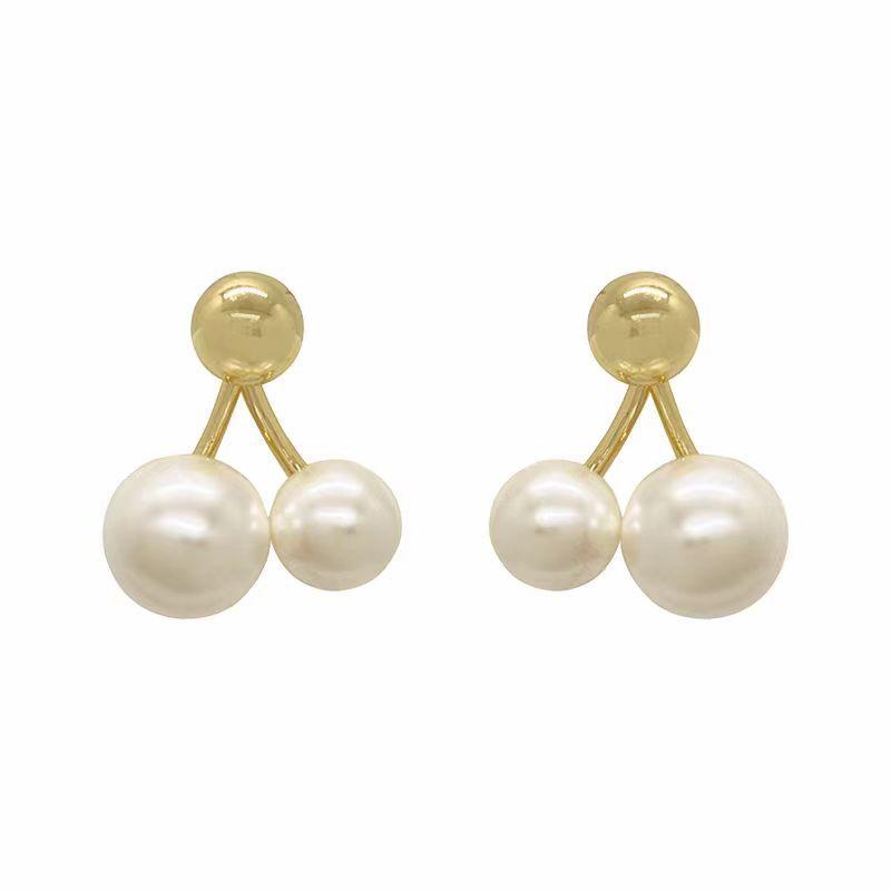 French Light Luxury Fashion Temperament Simple Retro Pearl Earrings Women'S Earrings Tide A Two-Wear Earrings