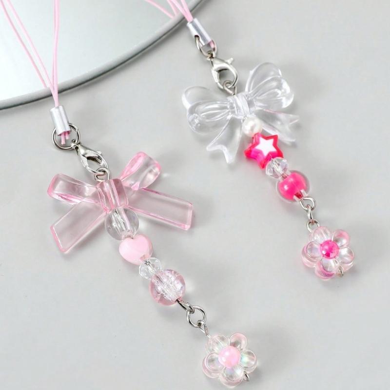Y2k Girl Heart Flower Bowknot Loves Heart Bear Star Keychain Sweet Ins Car Bag Accessory Phone Shell Alloy Pendant