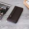 Men's Large Leather Clutch Wallet with Zip-Around Closure and Multi-Card Slots