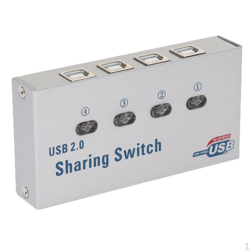 USB 2.0 Selectors Switch KVM 4 Port HUB For PC Printer