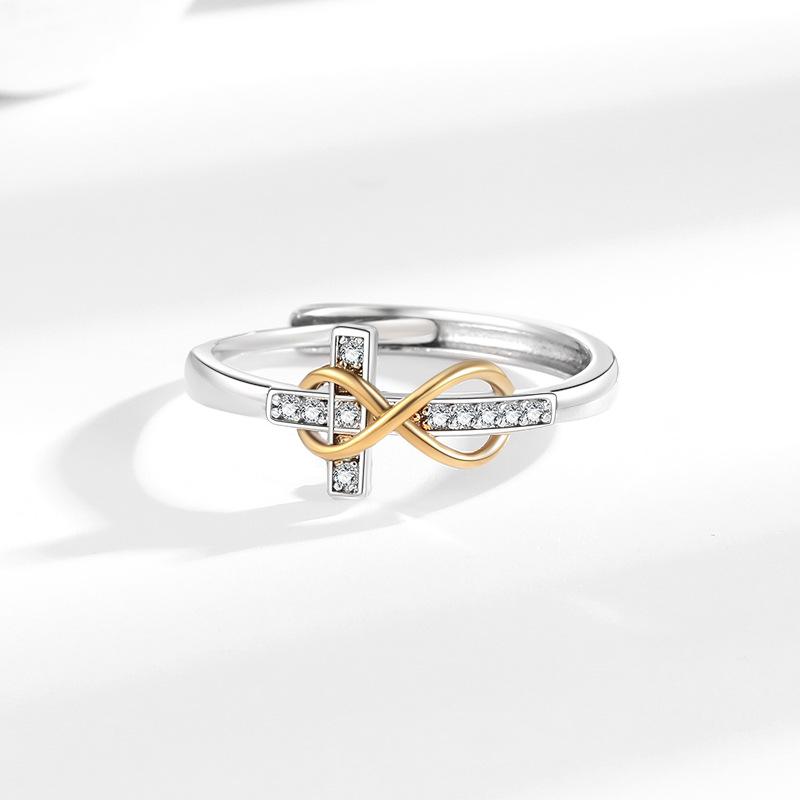 Hot selling cross electroplated two-color ring, simple and fashionable European and American style food ring