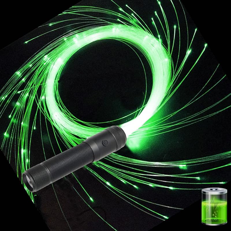 Fiber Optic Dance Whip Rechargeable, AZIMOM Space Whip 6ft 360° Swivel 36Mode Pixel Flow Whip Rave Toy Light Up Whip for Party Dancing EDM Music