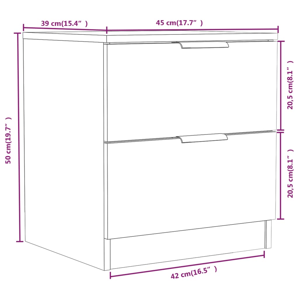 Nightstands 2 pcs White Particleboard