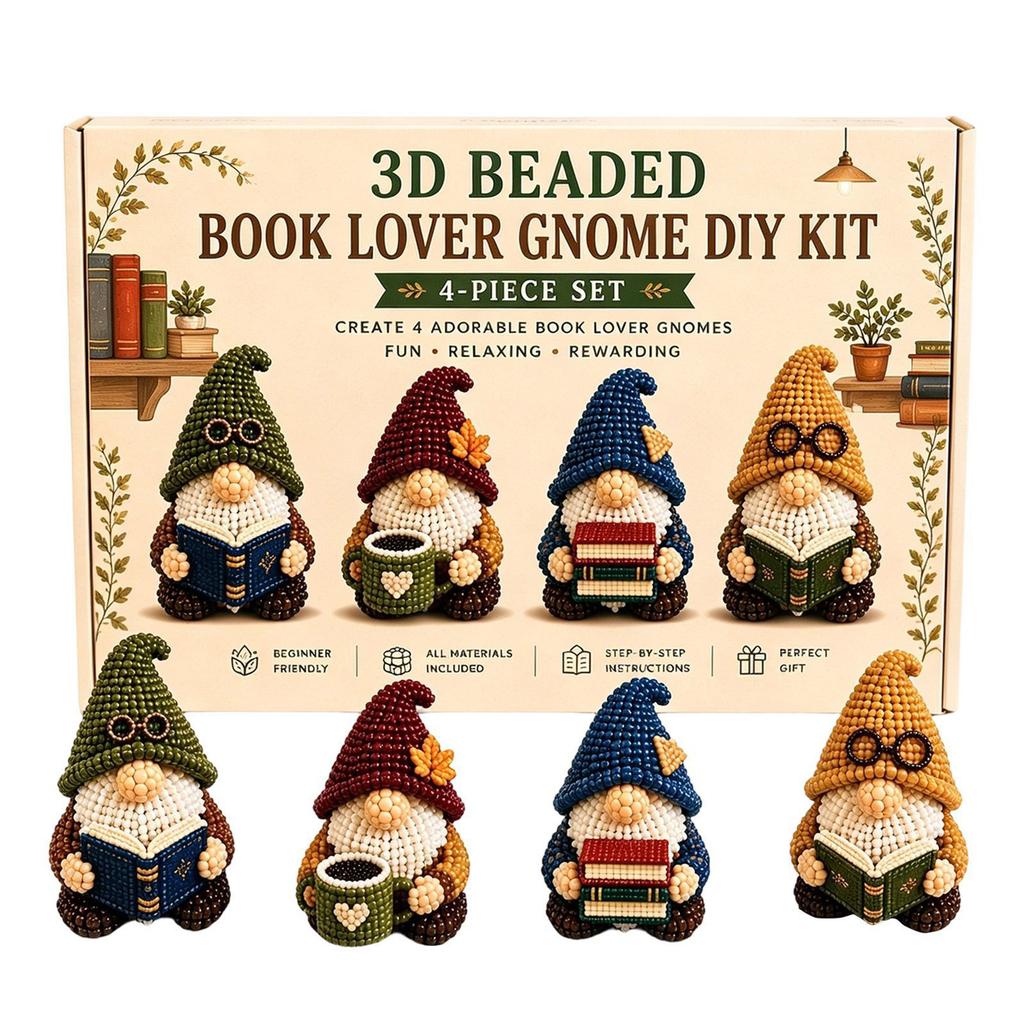 DIY 3D Gnome Bead Embroidery Set Complete Accessories Beadwork Crafts Kit for Crafting Enthusiasts Girls Women Teens Adults
