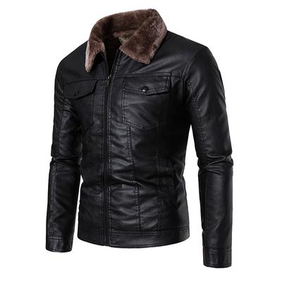Jachetă Nouă de Piele pentru Bărbați cu Blană Integrată Jachetă de Piele PU cu Rever de Motociclist pentru Bărbați Jachetă de Piele Îngroșată de Catifea pentru Bărbați Versiune Coreeană Slim Fit