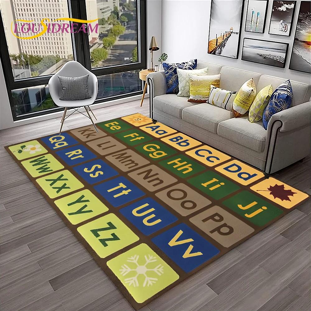 Alphabet ABC Early Education Cartoon Kids Playroom Children Crawling Rug Carpet for Living Room Bedroom Decor,Non-slip for Sofa