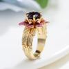 Huitan Flower Design Two Tone Ring for Women Fashion Party Wedding Luxury Accessories Inlaid Purple CZ Elegant Party Jewelry