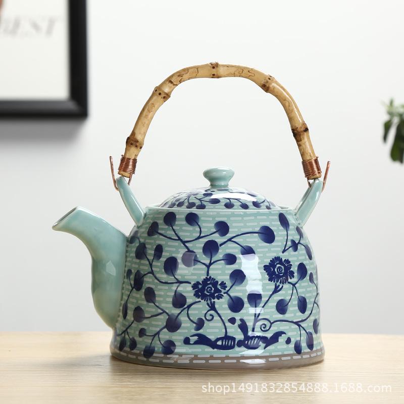 Large Capacity Ceramics High Temperature Resistant 800ML with Filter Ceramic Kettle Teapot Flower Pattern A Variety of Styles