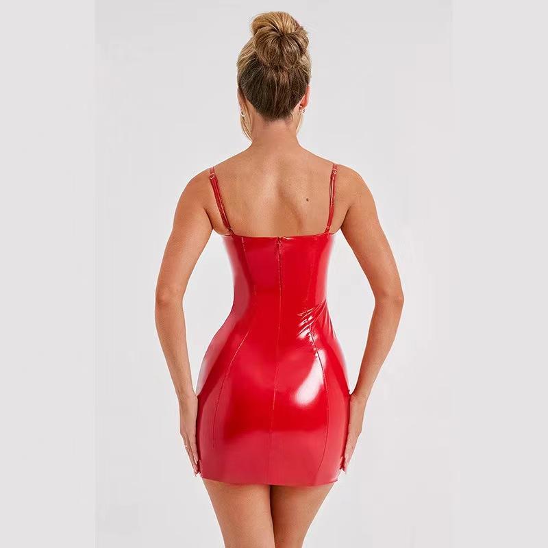 Damen Temperament Sexy Schlank Einfarbig Neckholder Kleid