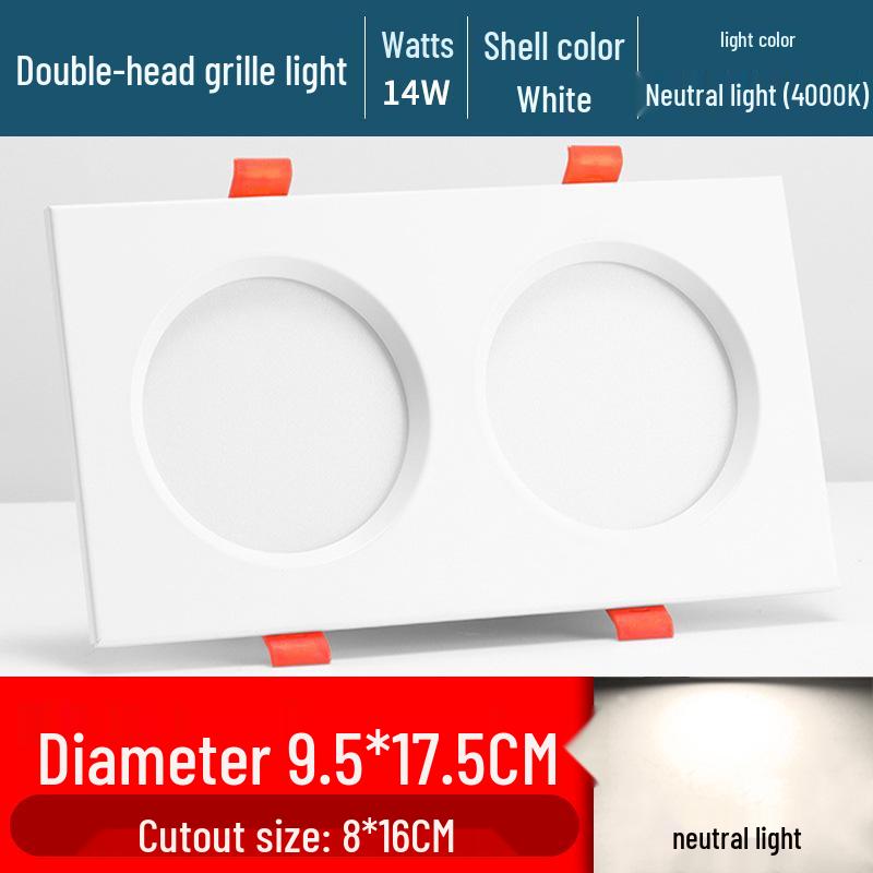 Ultra-Thin Dual/Single Head Recessed Square LED Spotlight for Commercial & Household Use