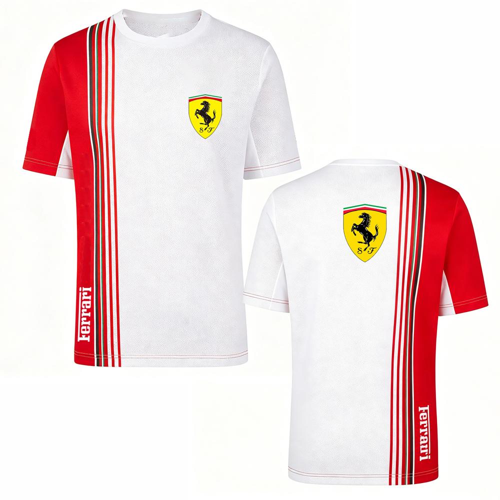 2026 Ferrari Summer Round Neck 3D Print T-shirt Formula 1 Motor Racing Short Sleeve Top