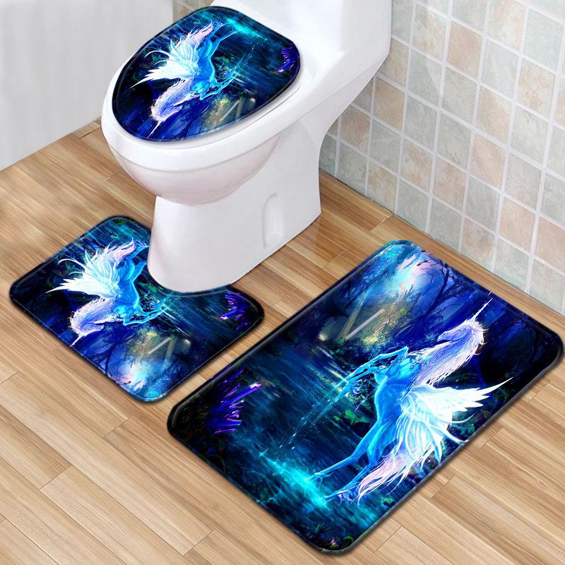 Einhorn Badezimmer Bodenmatte Toilette Dreiteiliges Set