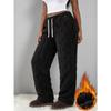 Men Women Winter Fleece Lined Diamond Straight Leg Pants