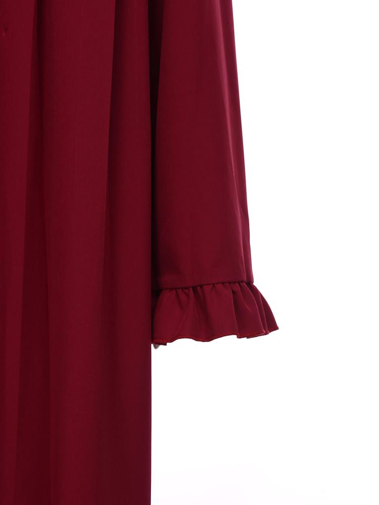 S-XXL Women Choir Robe Flared Long Sleeve Ruffled Trim Color Block Sash Long Priest Cassock for Church Activities