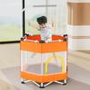Foldable Trampoline Mini Kids with Safety Net Trampoline with Adjustable Handlebar Fitness Indoor Outdoor Jump Bed