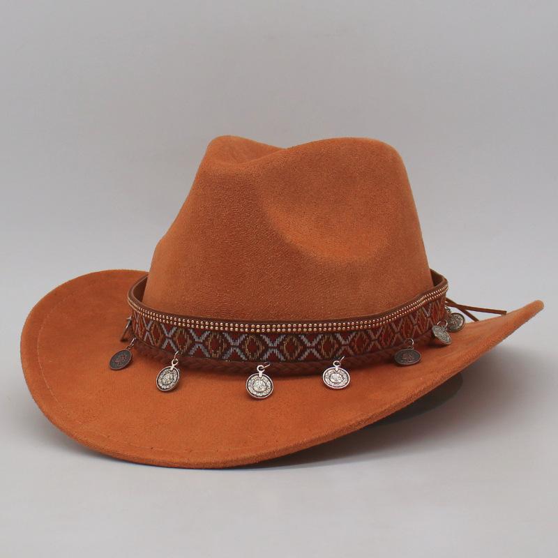 

Silver Accessories Felt Hat Famous Curly Edge Jazz Hat Direct Supply Tibetan Tibetan Top Hat Western Cowboy Hat One size fits all (56-60cm)