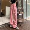 Vintage Rosa Cargohose Damen 2023 Lose Slipper Jeanshose Übergroße Jeanshose für Damen Hip Hop Hose