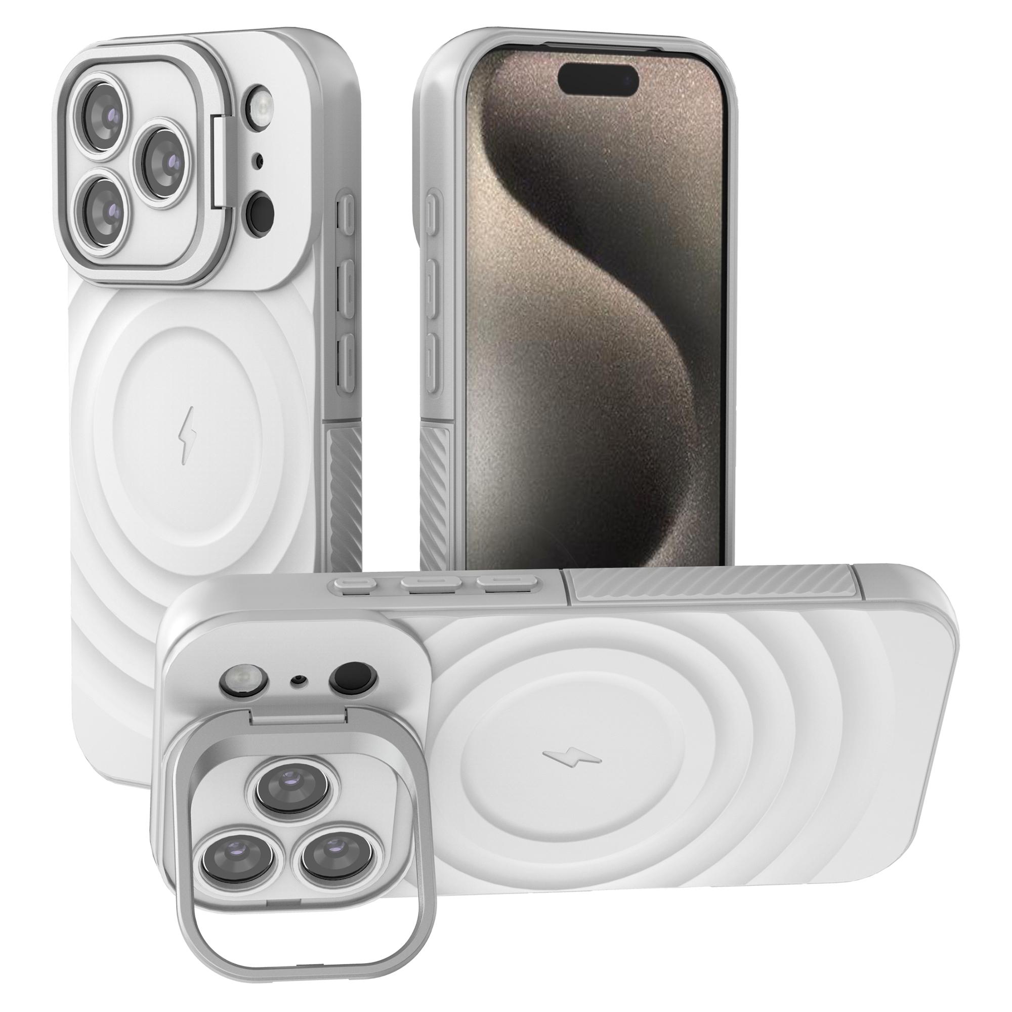 

For iPhone 17 Pro Case Compatible with MagSafe PC Kickstand Ripple Texture TPU Phone Cover E