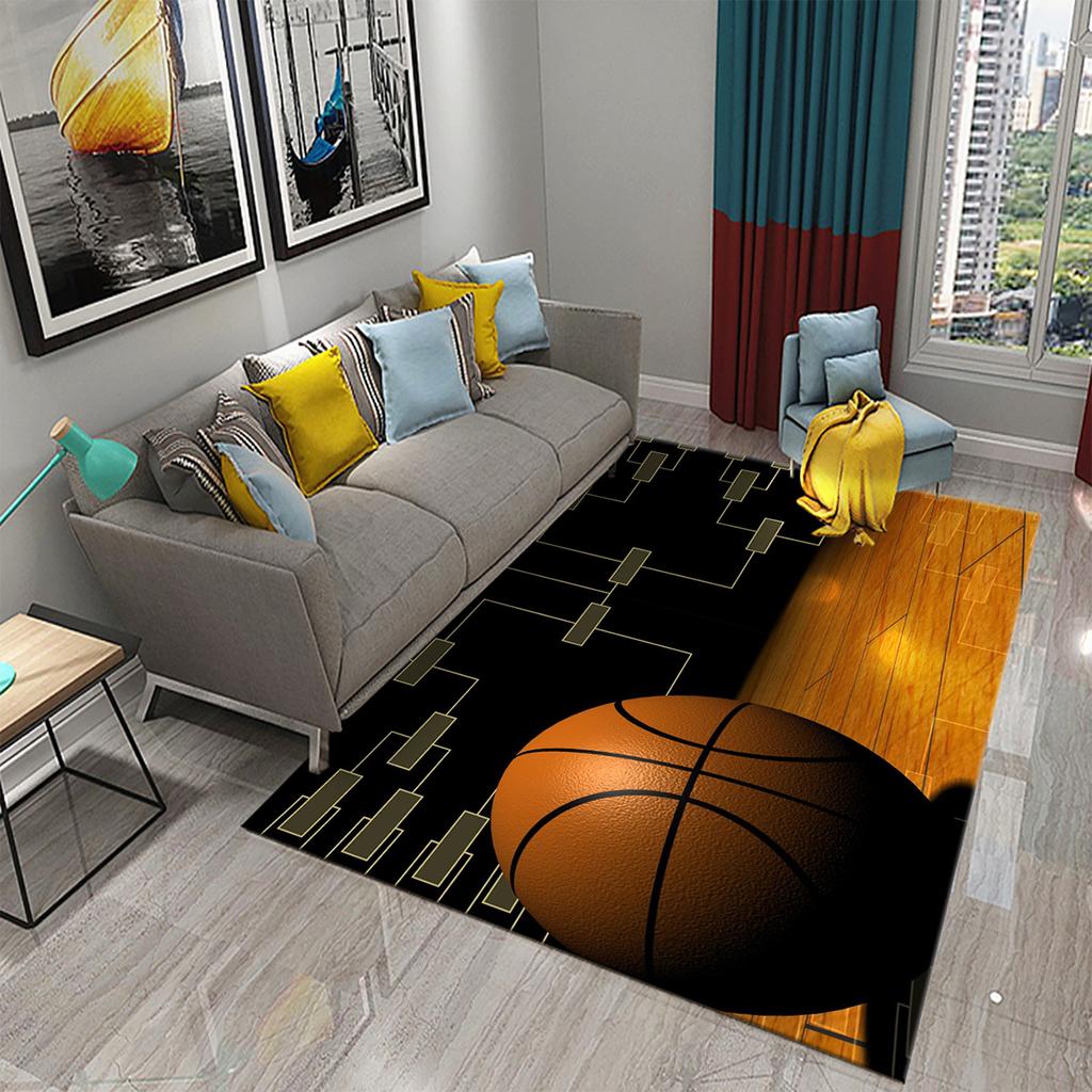 Basketball Pattern Carpet Home Decor Large Area Rugs for Teen Boys Playroom Bedroom Non-slip Floor Living Room Sofa Floor Mats