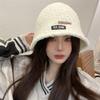 Women's Autumn and Winter Patch Plush Fisherman's Hat Big Head Circumference Korean Version Versatile Warm Japanese Basin Hat Trendy