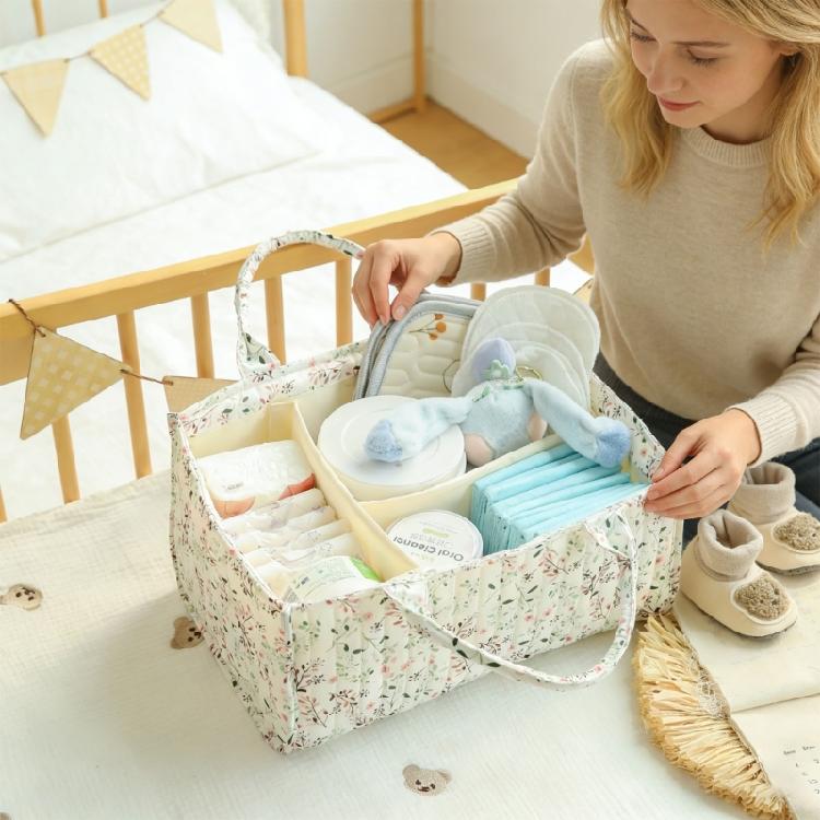 Floral Diaper Organizer Basket Practical Design For Neatly Storing Infant Supplies Diaper Basket Basket