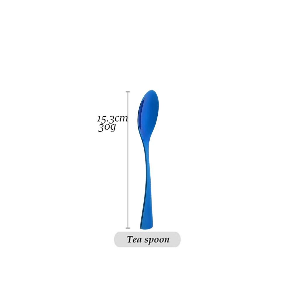 

Посуда Зеркало 1 шт., синие столовые приборы из нержавеющей стали 304, вилка, нож, ложка, десертные вилки, набор столовых приборов, посуда для вечеринки, свадьбы Tea Spoon синий