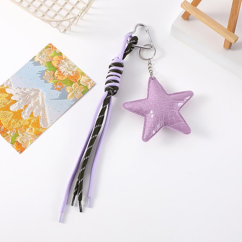 Pendentif Porte-clés Étoile Élégant avec Cordon en Cuir Tressé - Charme de Sac Style Ins & Dragonne de Téléphone.